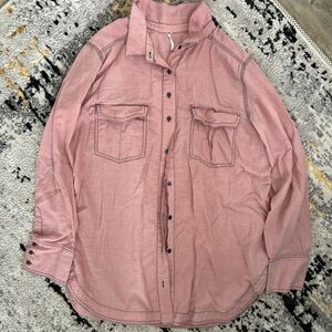 Free People Pink Button-Up Shirt